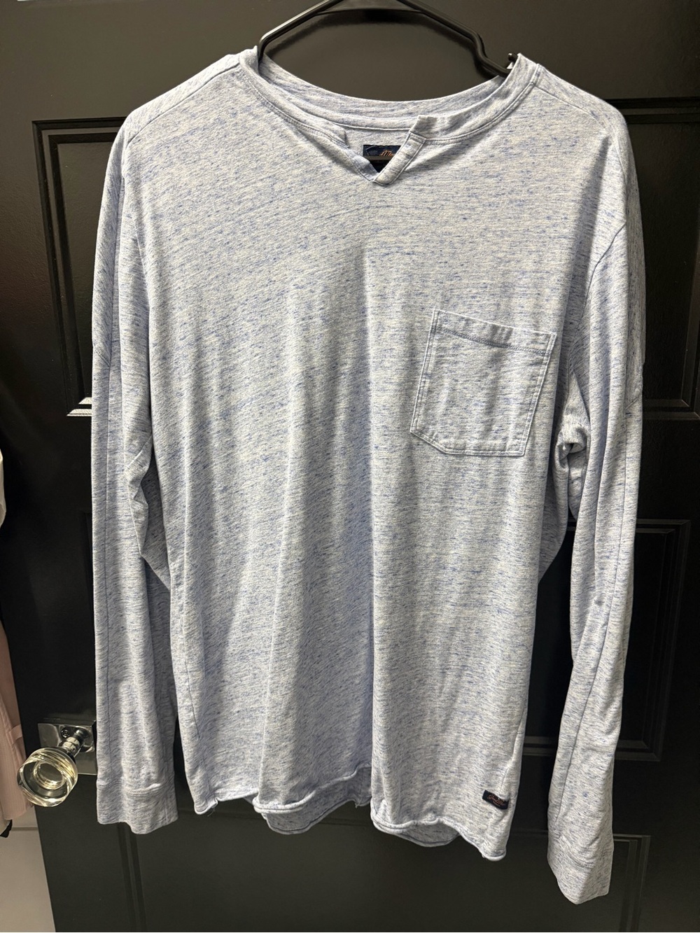 Good Man Brand Light Blue Heather Long Sleeve Pocket Tee